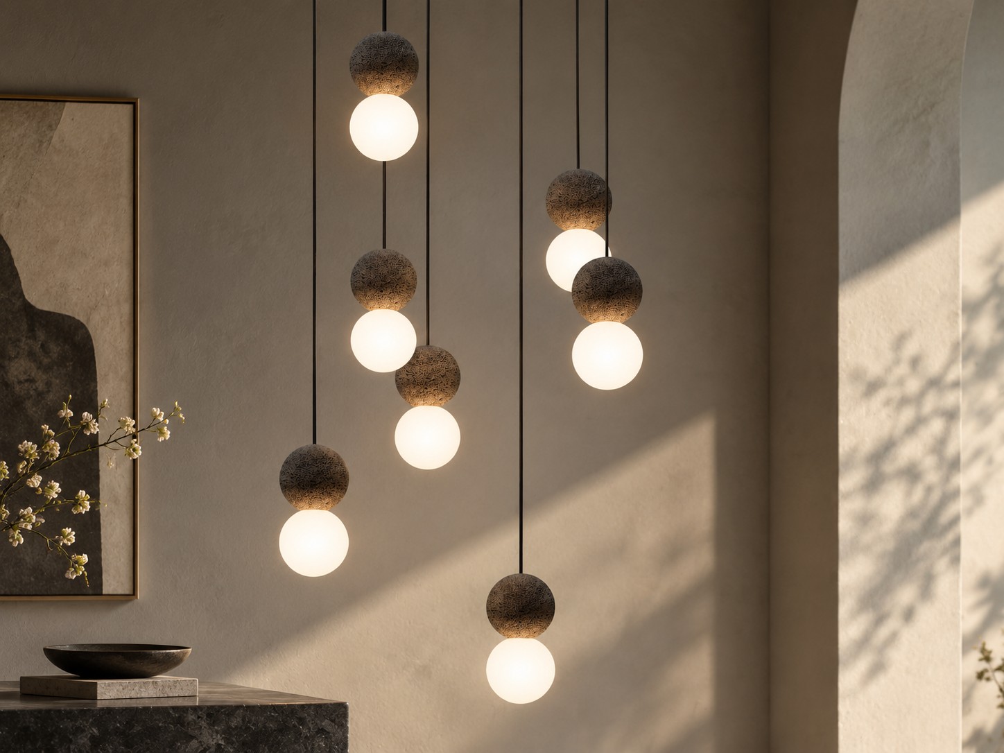 Textured Stone Pendant Light Hero Image