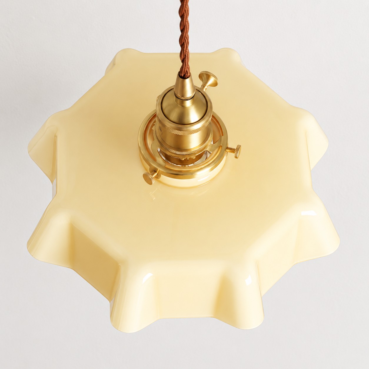 Close-up of the softly pleated flower glass shade
