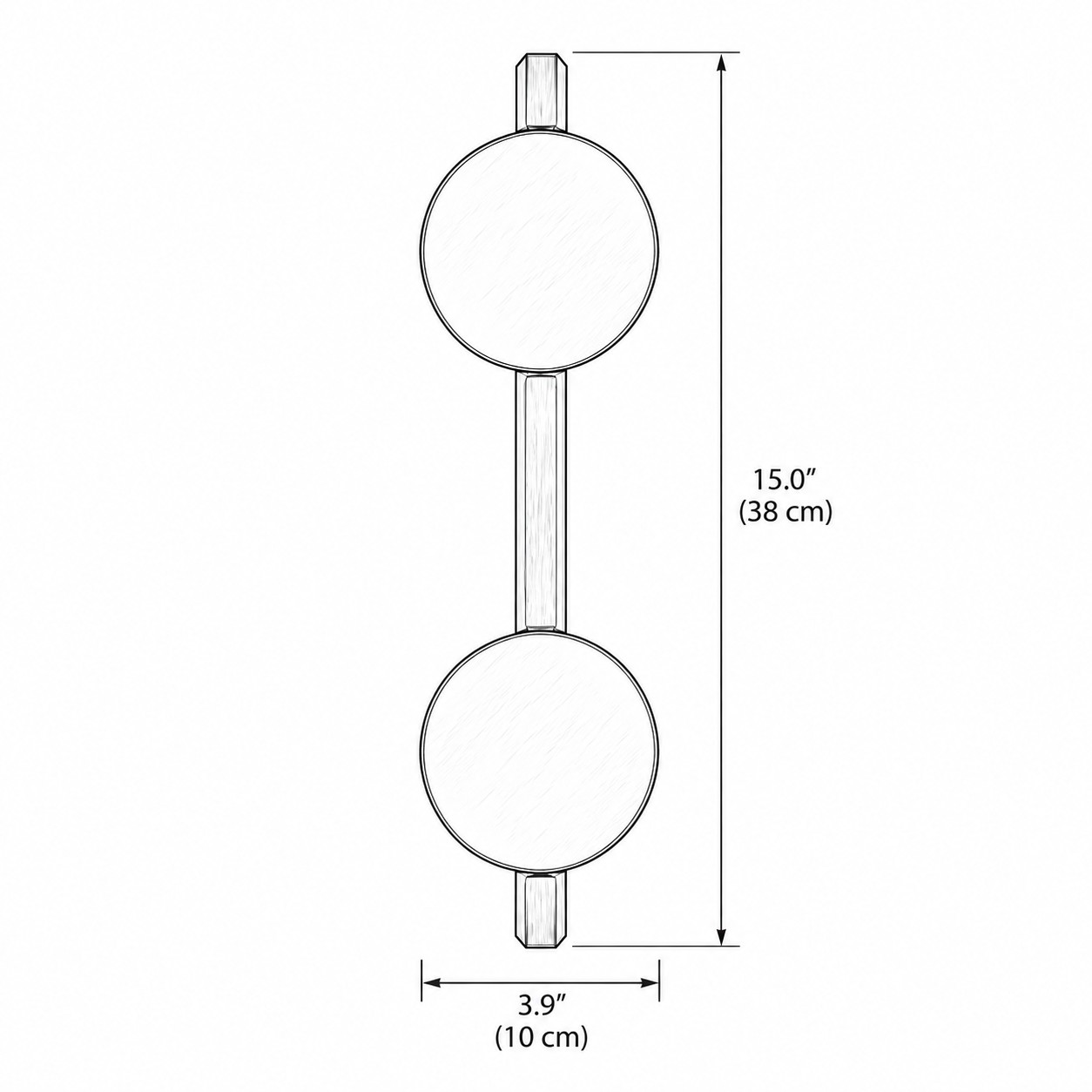 Dimensiones del aplique de pared de 2 cabezales