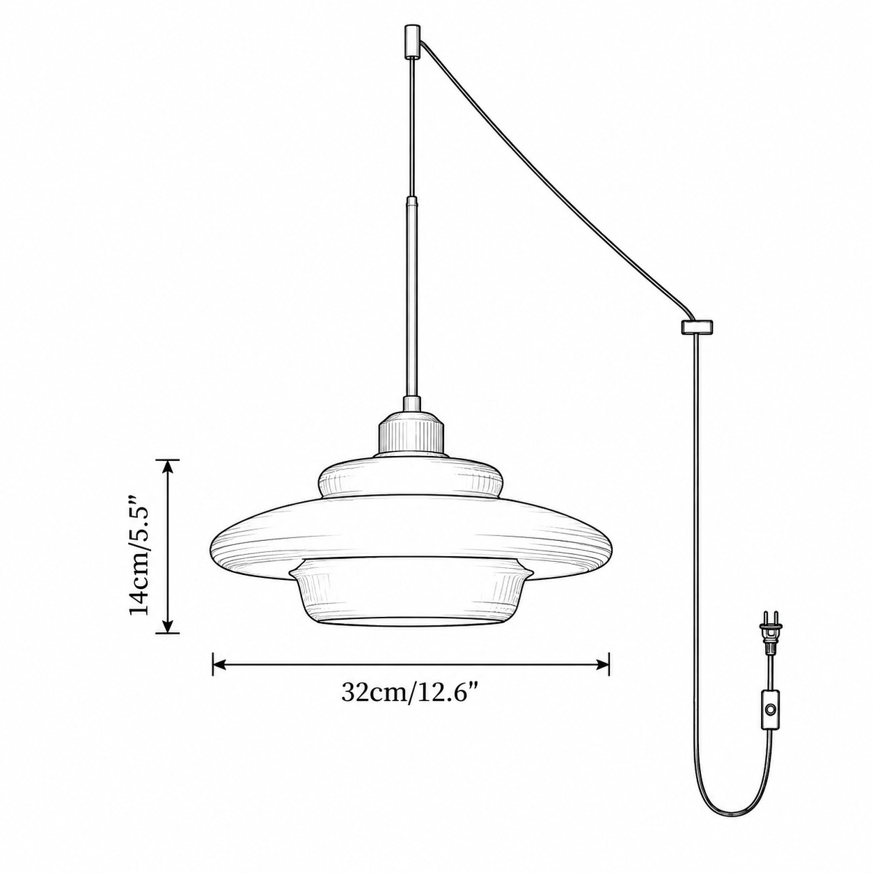 Style A: Dia 32cm x H 14cm / ∅ 12.6″ x H 5.5″