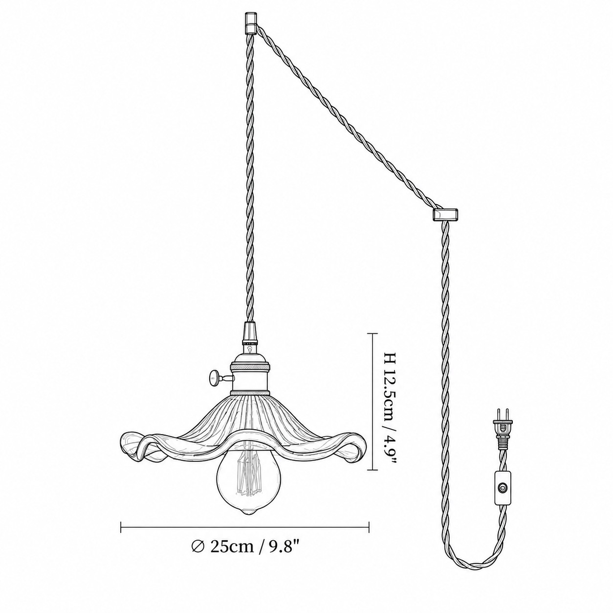 Floral glass swag pendant dimensions