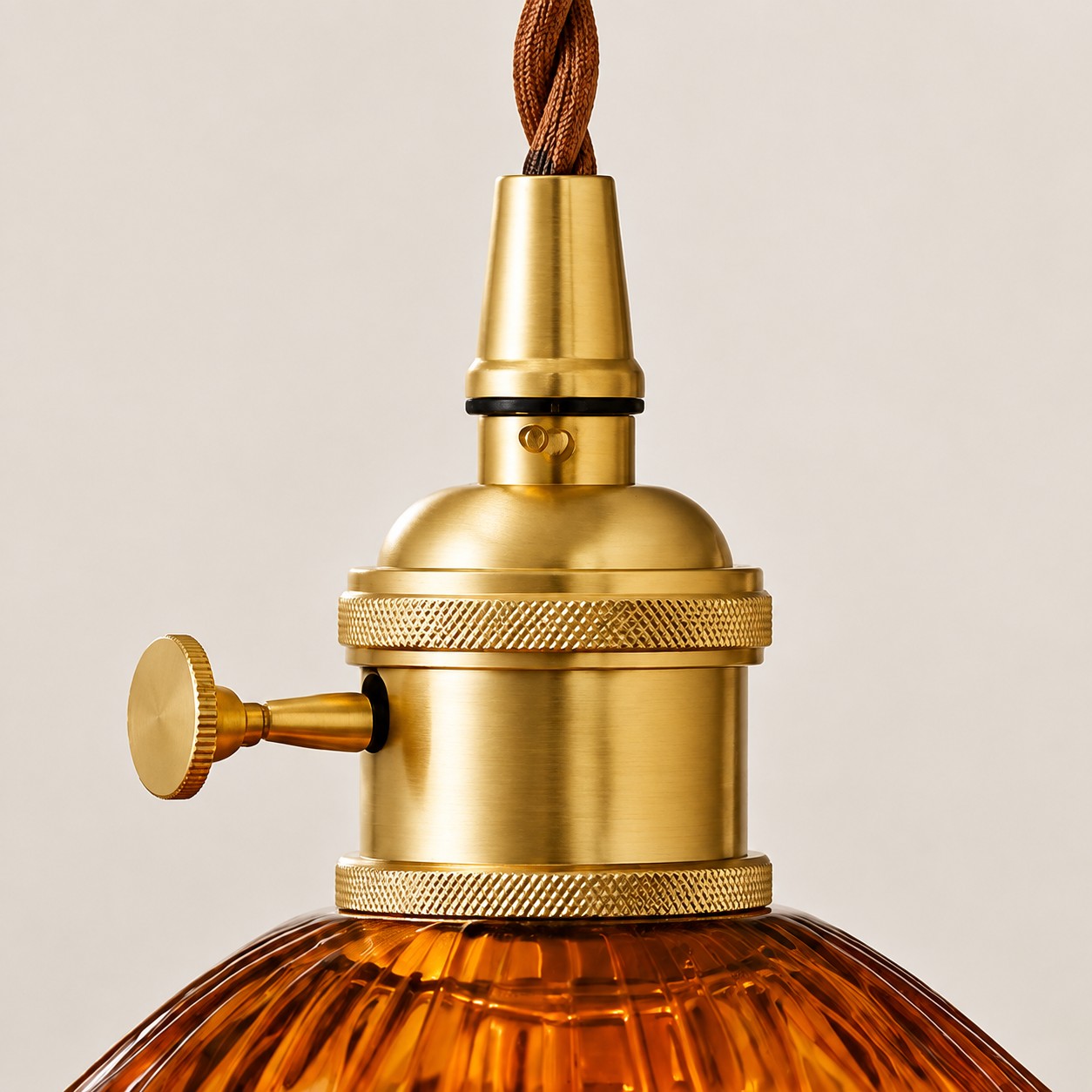 Floral glass shade with brushed brass holder