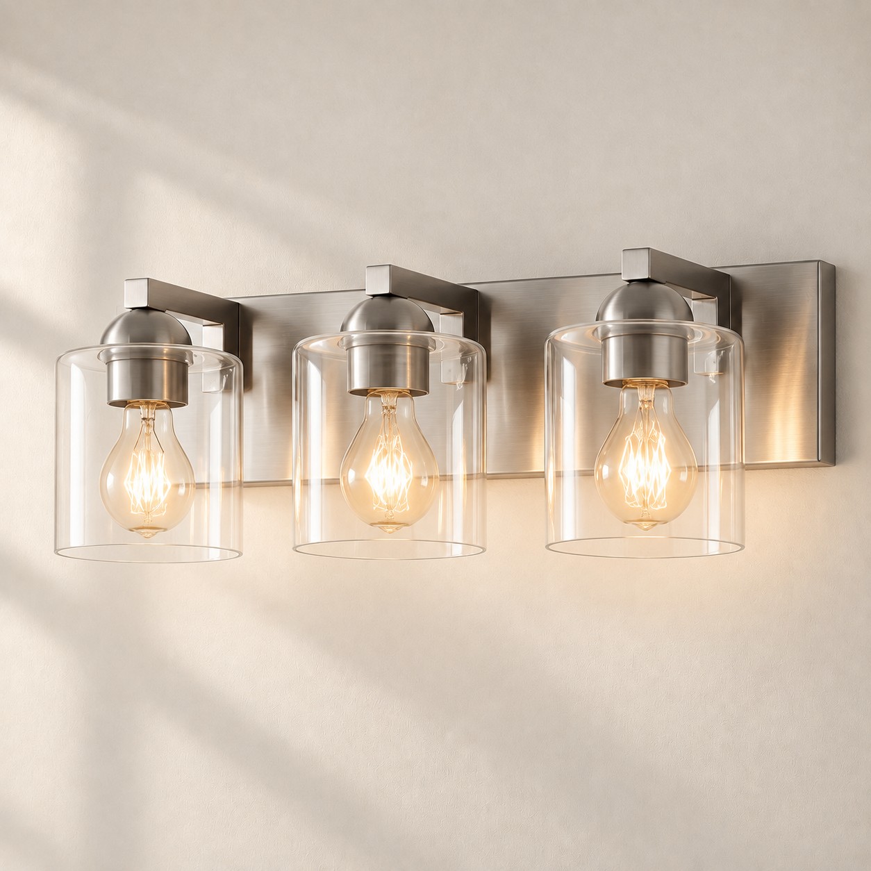 Brushed Nickel / Chrome 3 lights Clear Glass