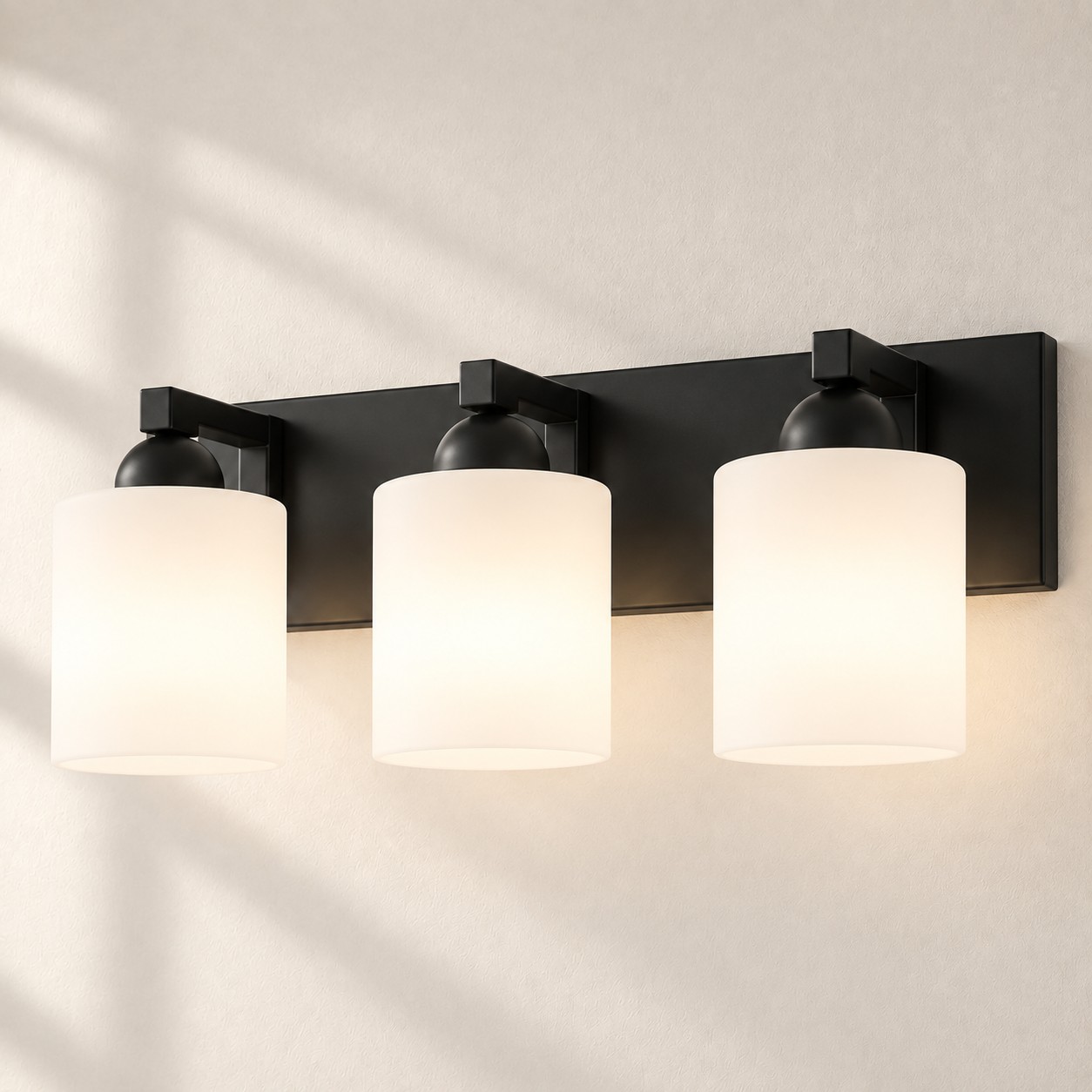 Matte Black 3 lights Opal Glass