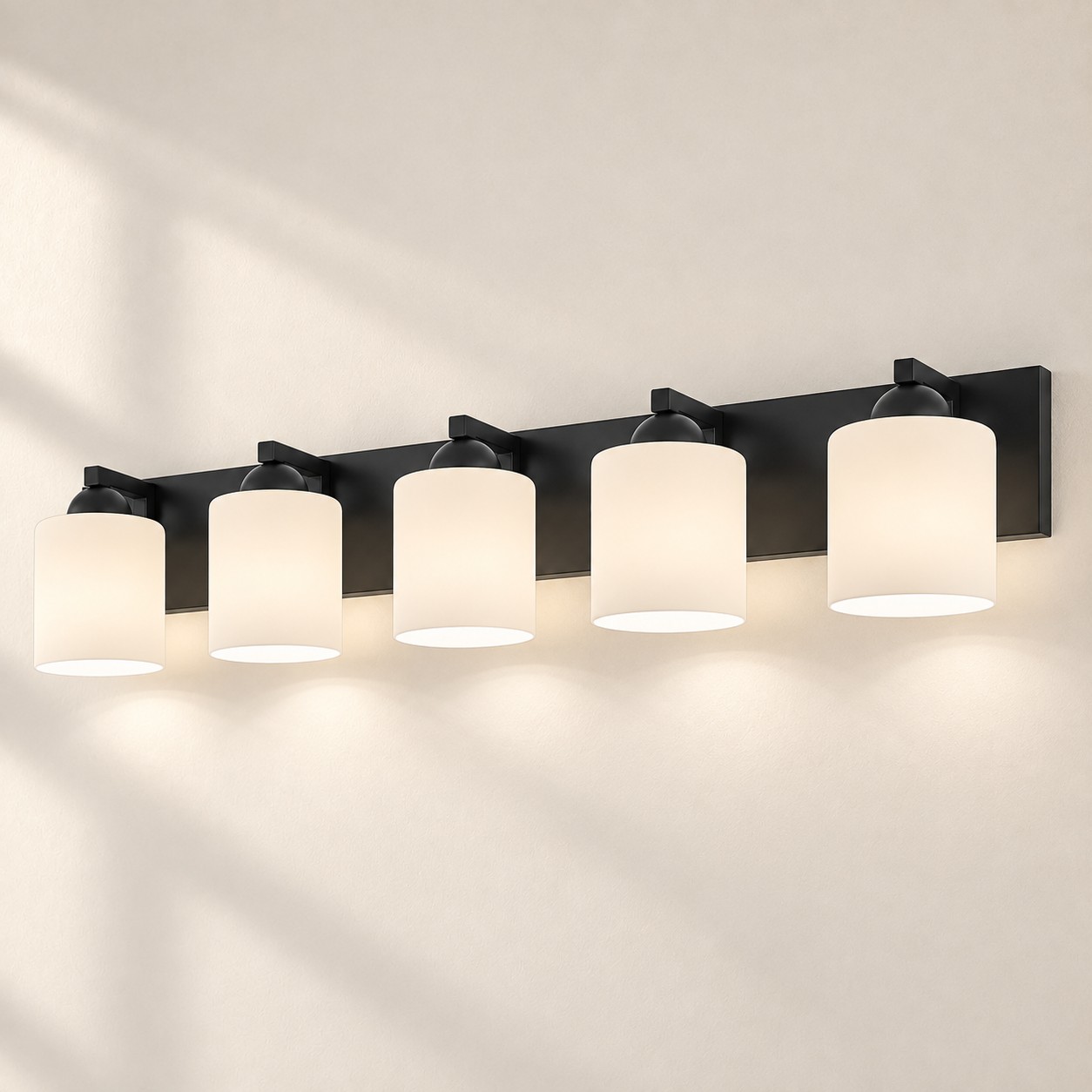 Matte Black 5 lights Opal Glass