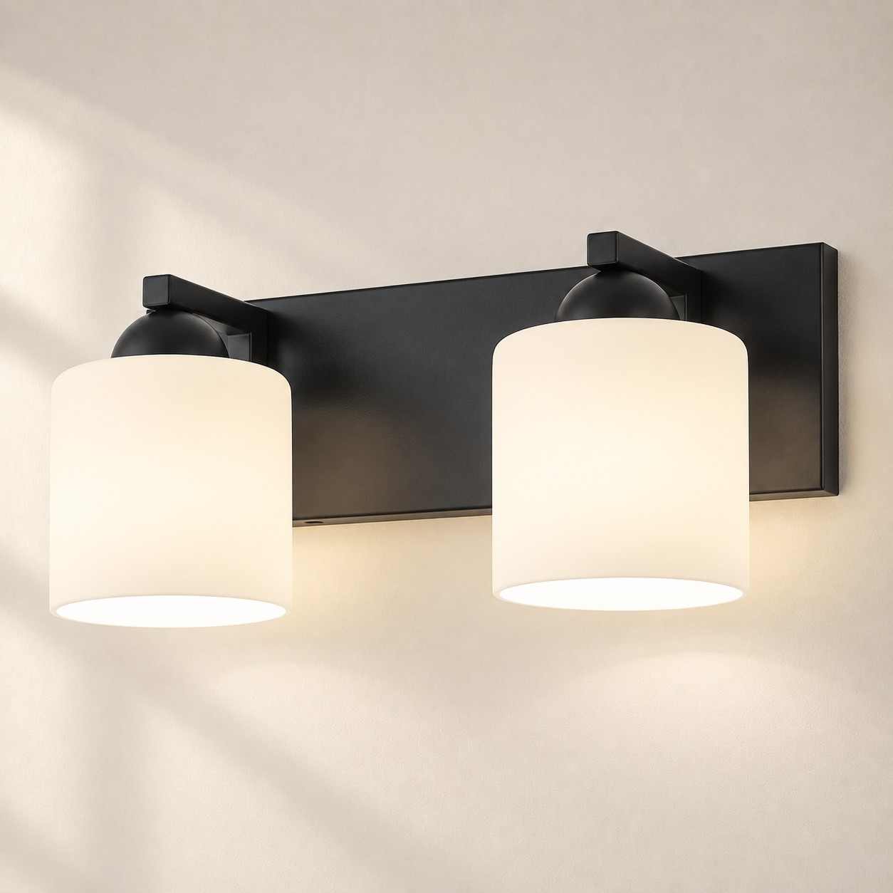 Matte Black 2 lights Opal Glass
