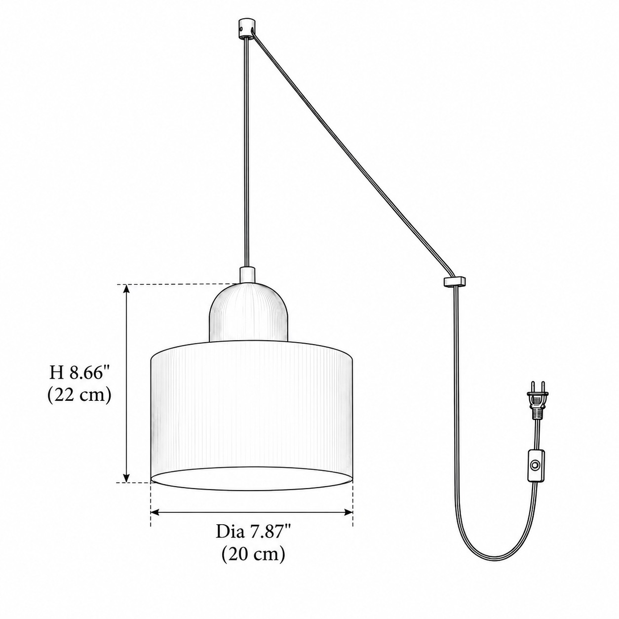 Plug-in pendant light installation specification diagram