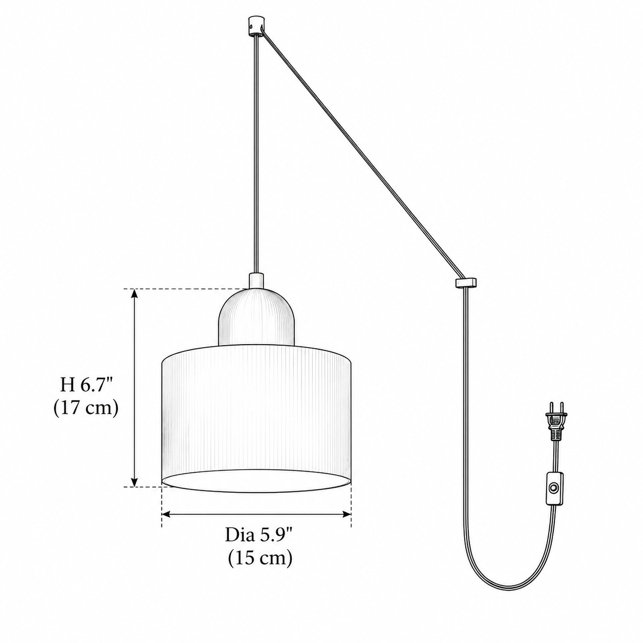 Pendant light size specification diagram