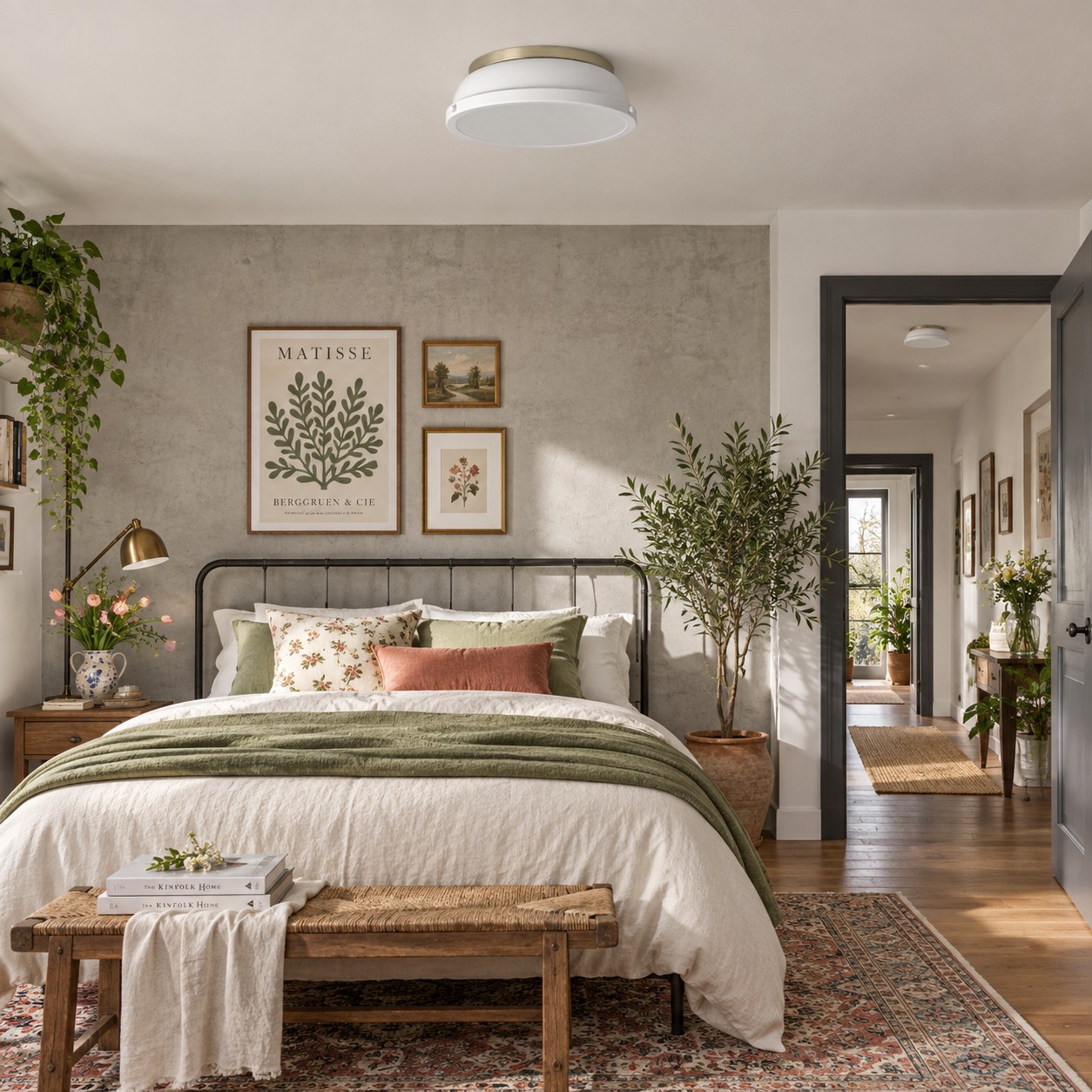 Flush mount above a bedroom