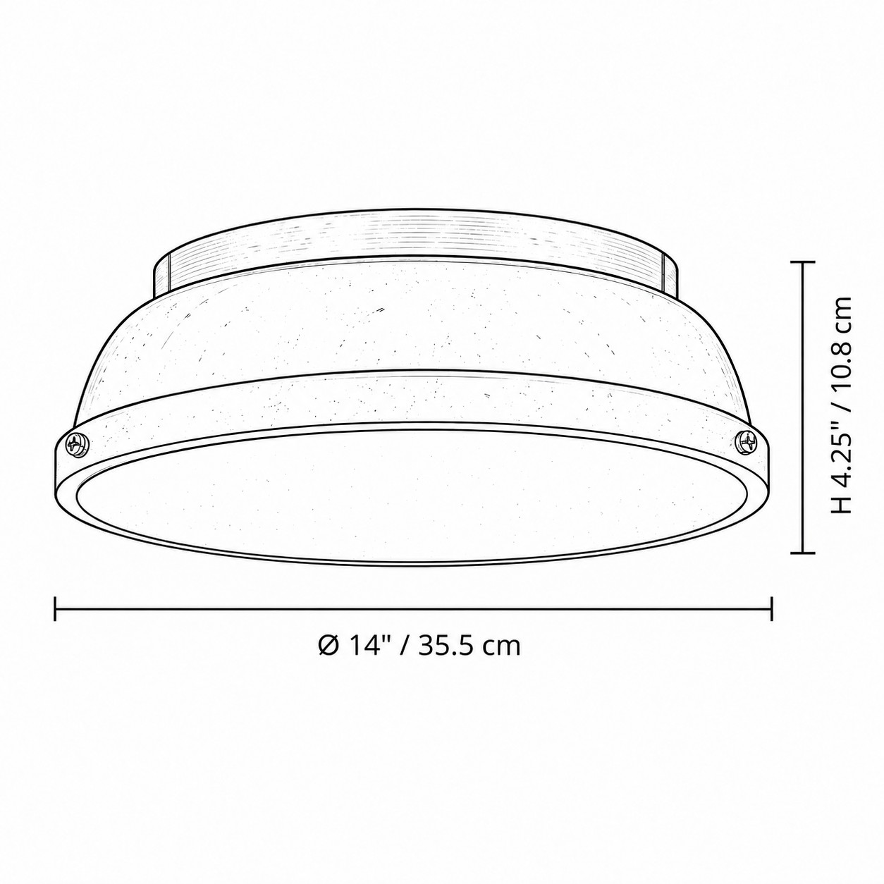 Size diagram Dia 14 in × H 4.25 in