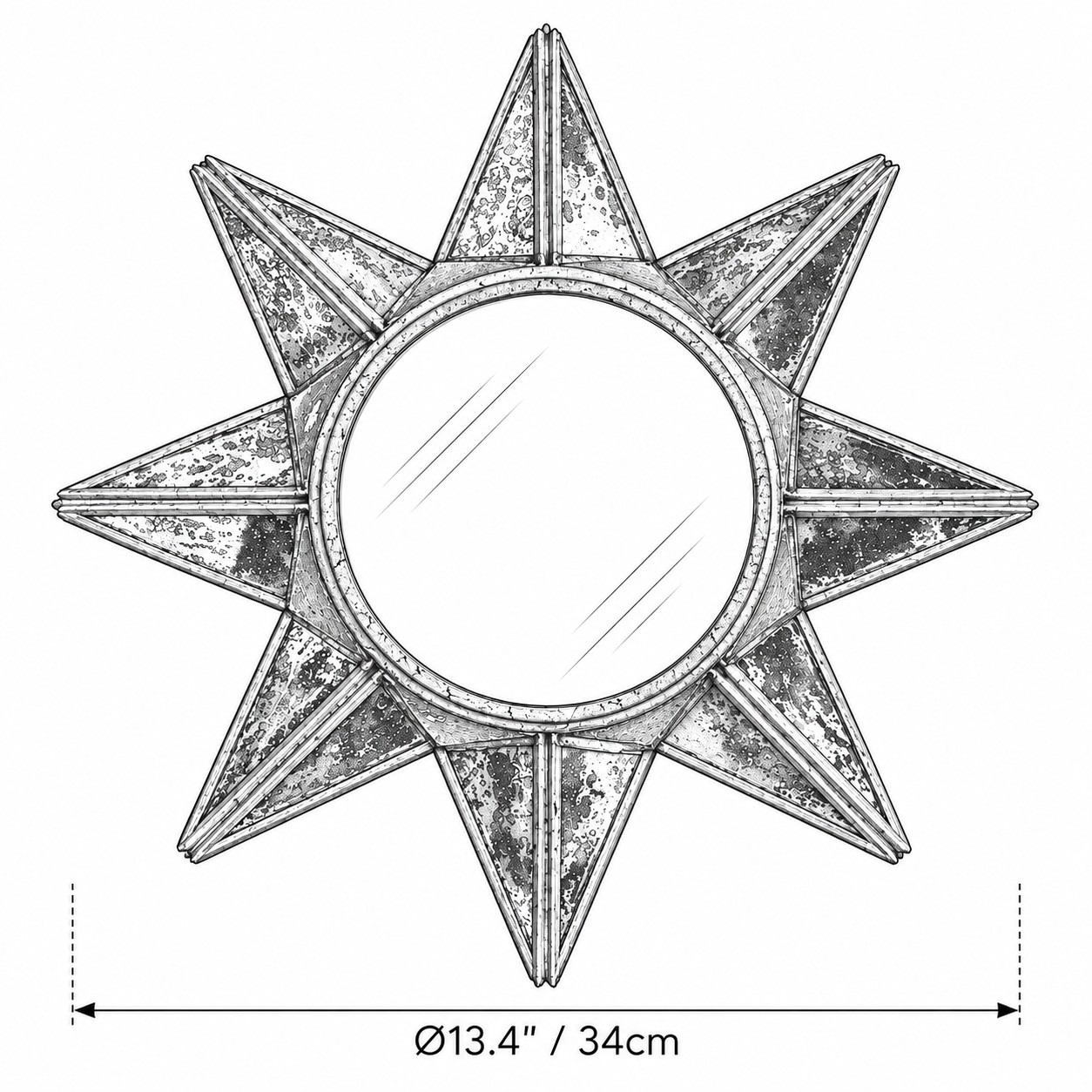 Schéma Soleil convexe Dia. 13.4 in / 34 cm