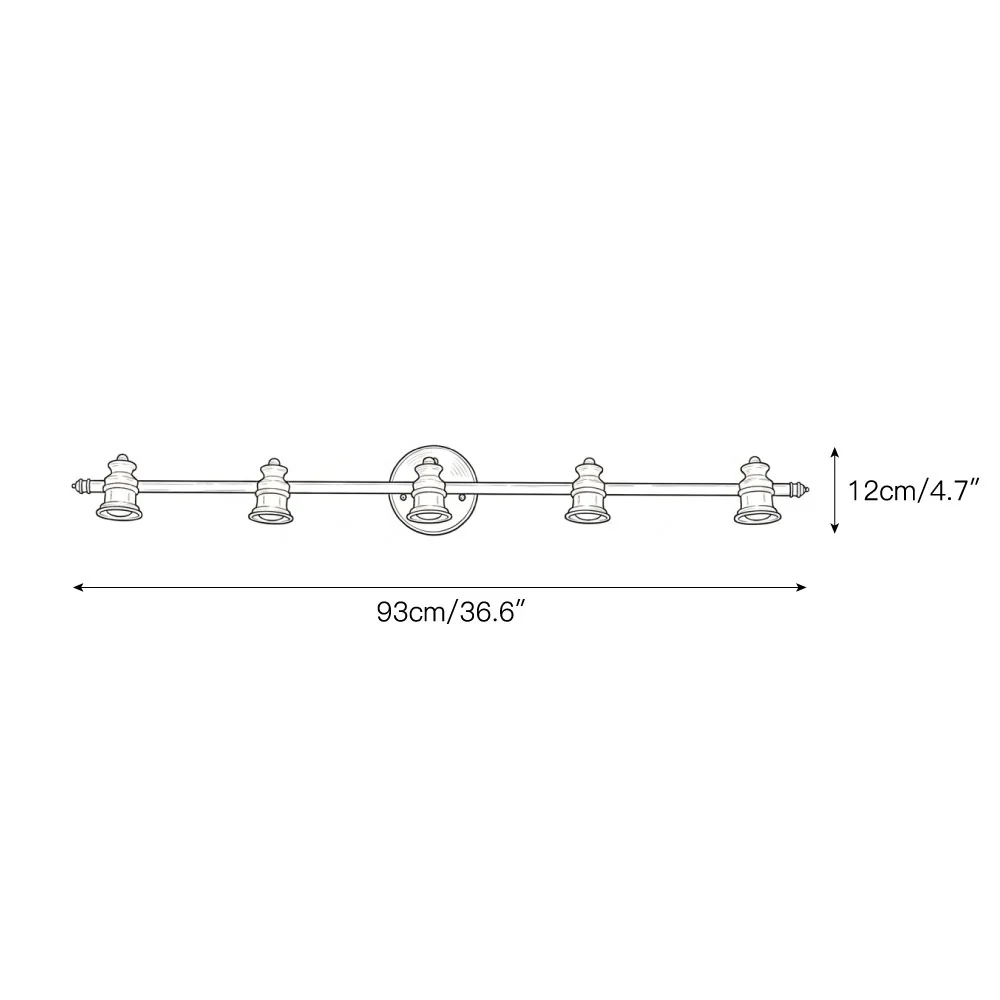 Schema dimensionale dell'applique a cinque luci Aurelia