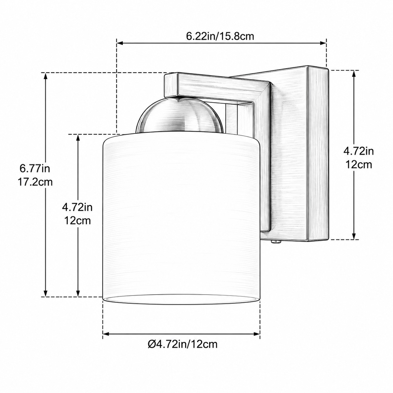 1-light vanity light dimensions