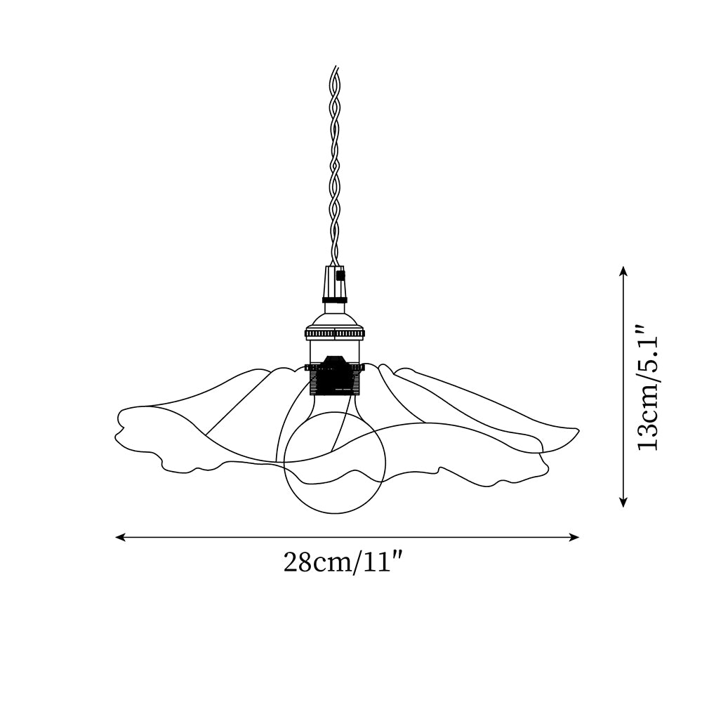 Petal Glass pendant dimension diagram 28cm by 13cm