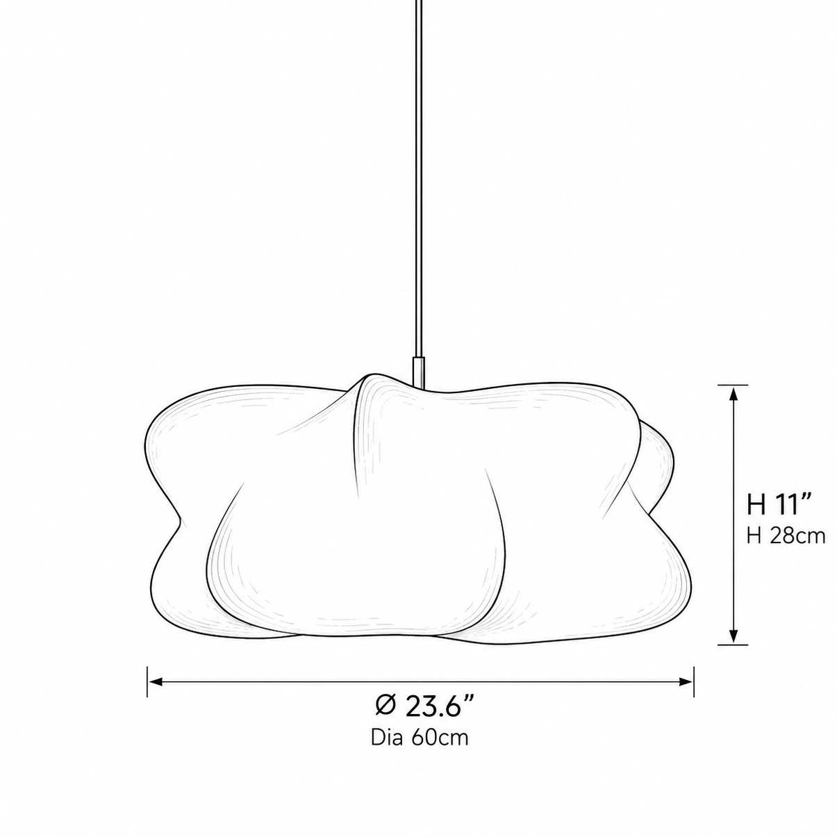 Model C pendant light, 60 cm diameter and 28 cm shade height