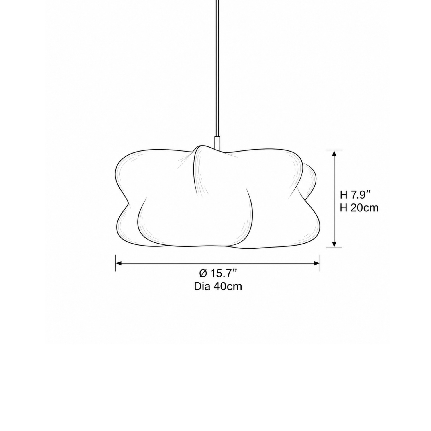 Model A pendant light, 40 cm diameter and 20 cm shade height