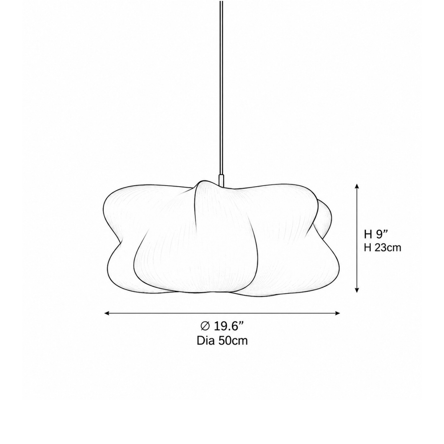Model B pendant light, 50 cm diameter and 23 cm shade height