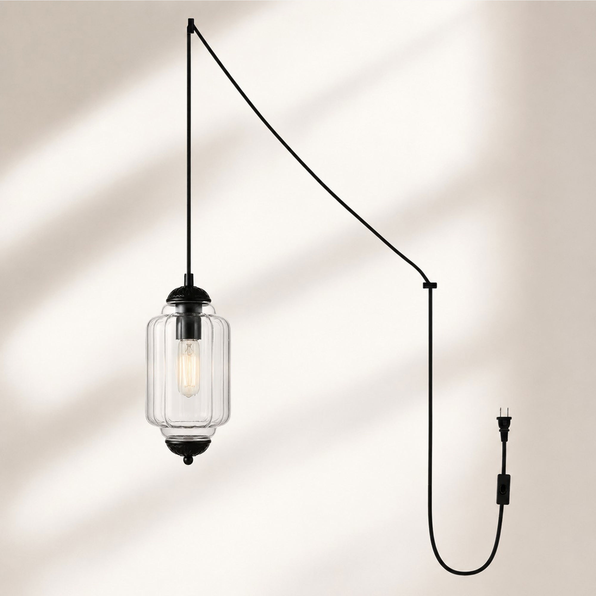 Black finish pendant with clear glass shade