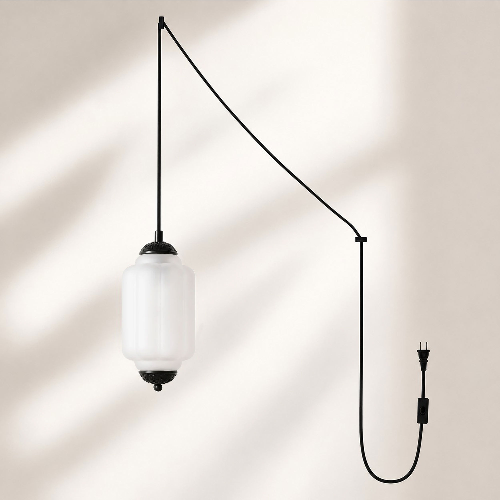 Black finish pendant with frosted glass shade