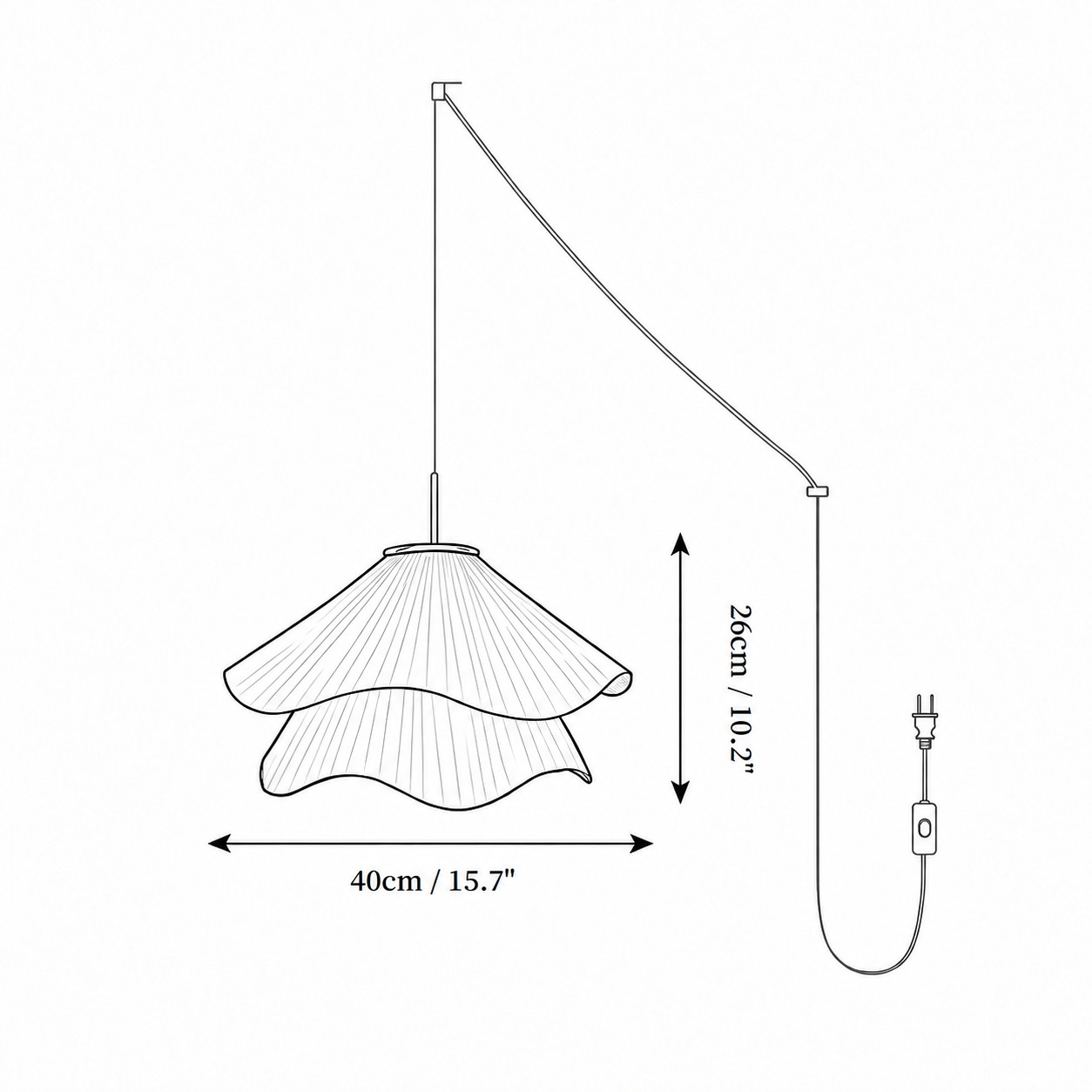 Size diagram Dia 40 cm &times; H 26 cm