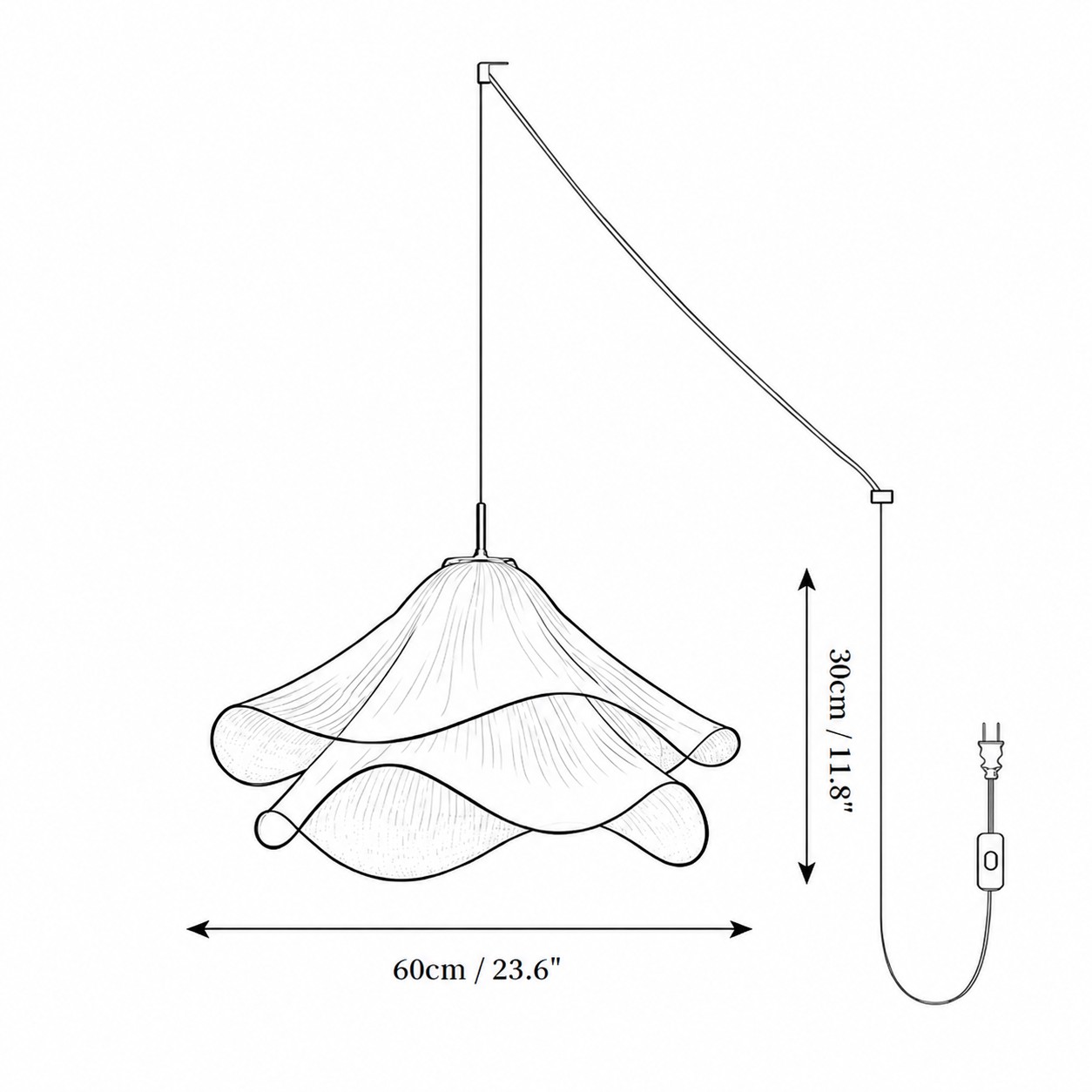 Size diagram Dia 60 cm × H 30 cm