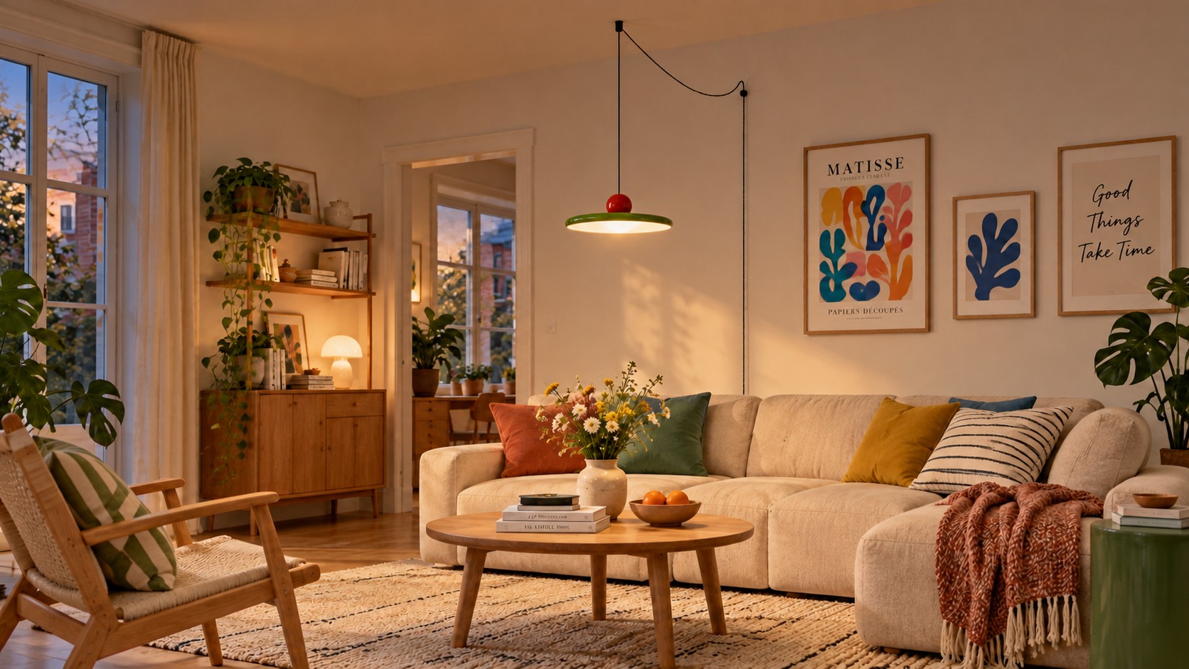 Lampa wisząca Lola nad stołem, światło wyłączone