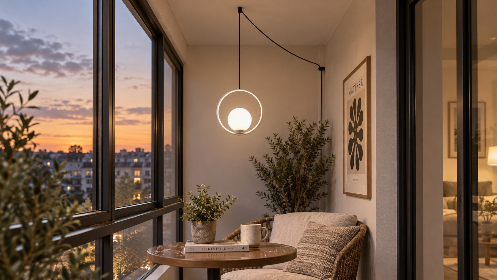 Oval silver pendant with ceiling-mounted swag cord