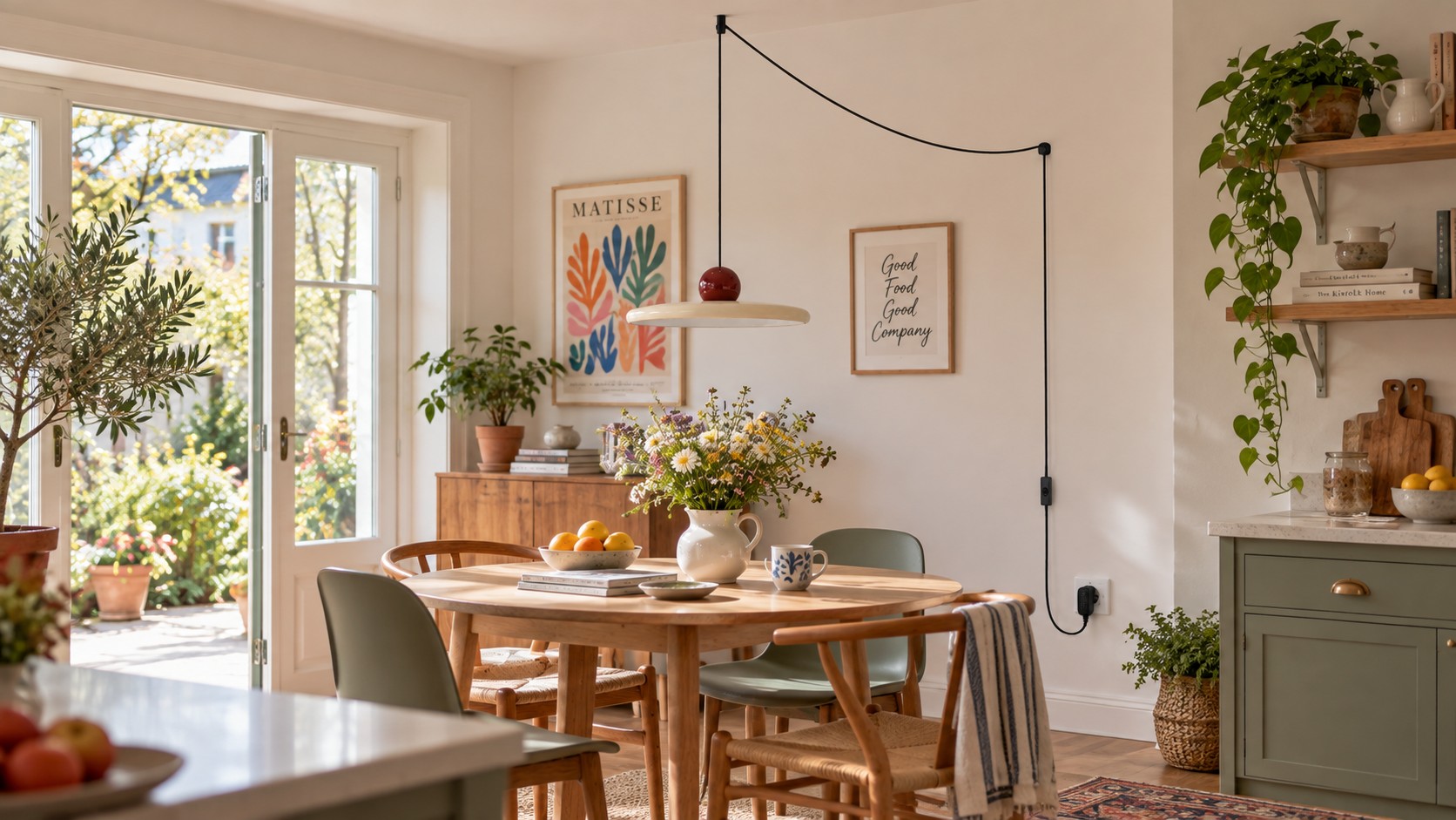 Lola plug-in pendant hung with swag cord