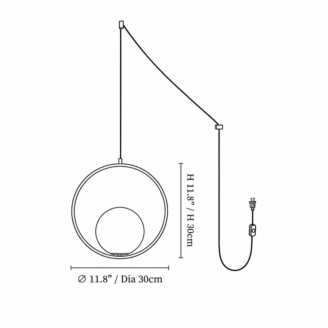 Circle · 30 × 30 cm dimension diagram
