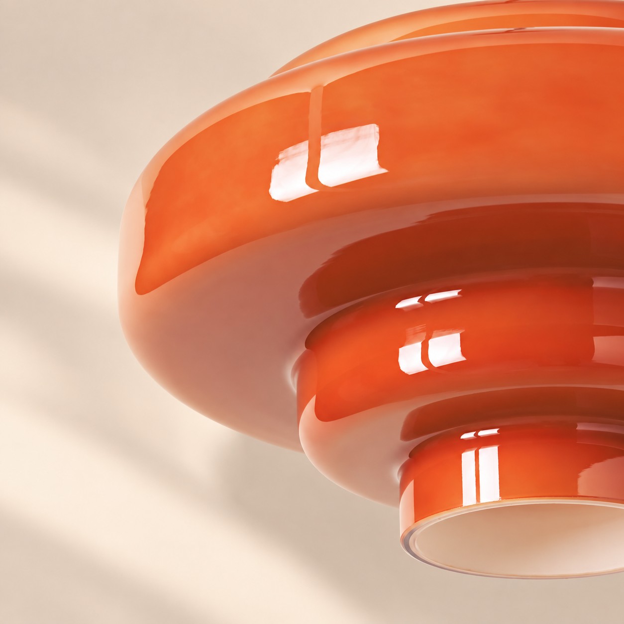 Close-up of translucent stepped glass shade