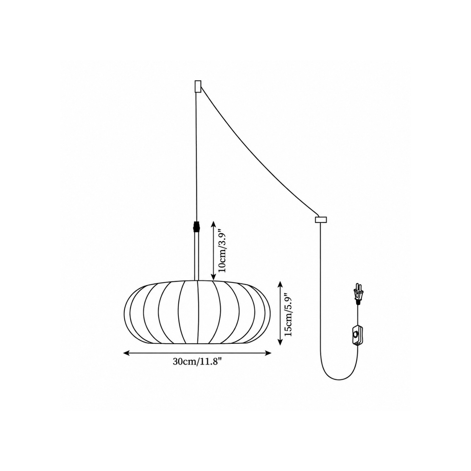 Model A pendant lamp dimension diagram