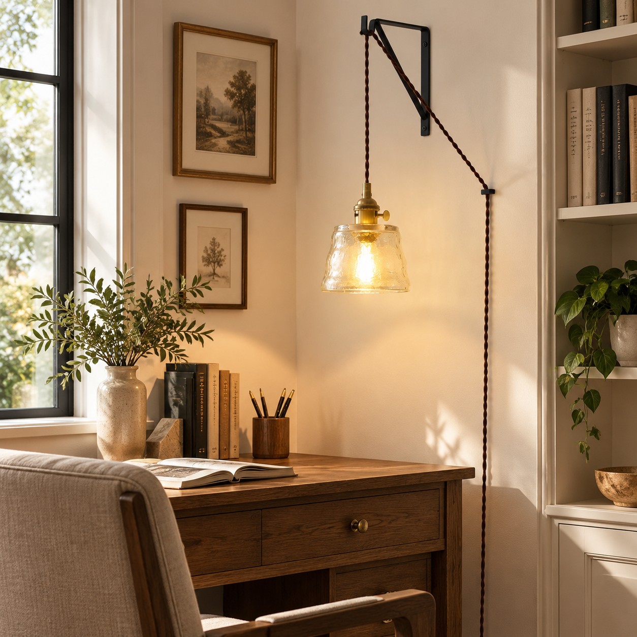 Cavitt pendant light in a home study