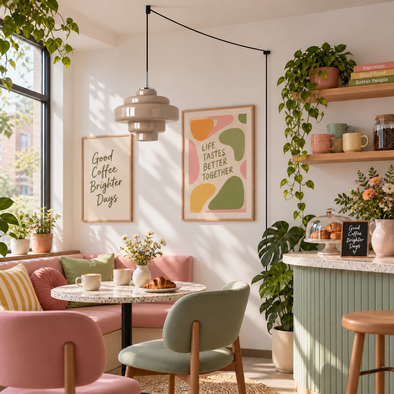 Millie pendant in a cafe breakfast nook