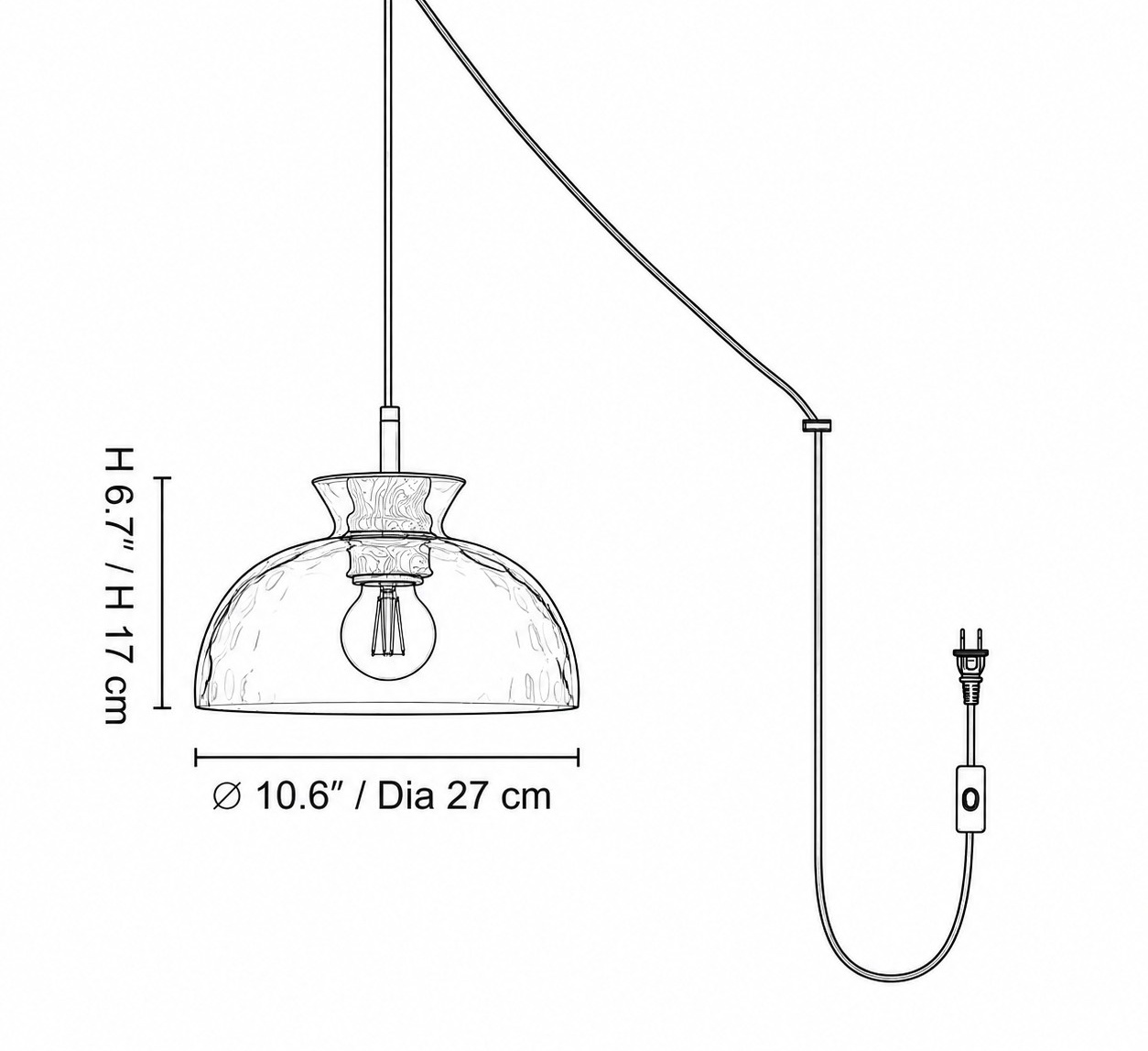 Maßdiagramm Ausführung C: ∅ 10,6″ × H 6,7″ / D27 cm × H 17 cm