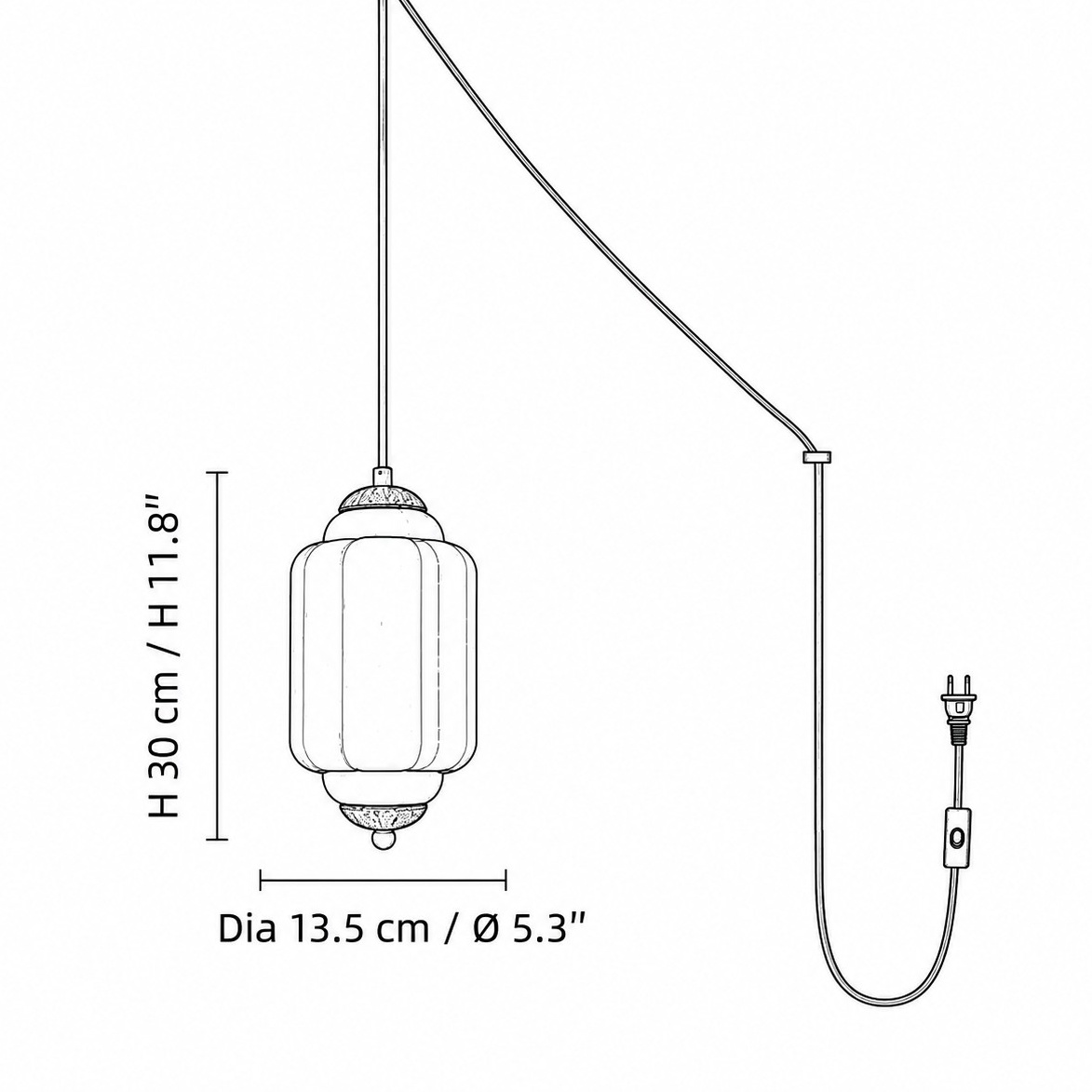 Rozměry: průměr 13,5 cm, výška 30 cm