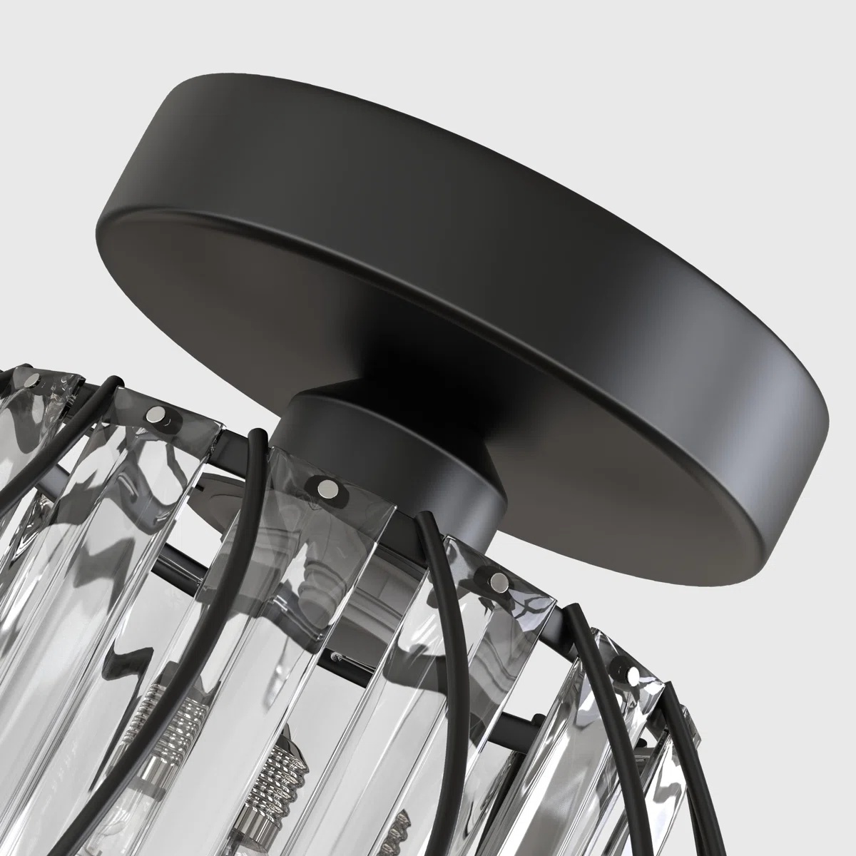 Rosace de plafond couleur laiton et luminaire en cristal
