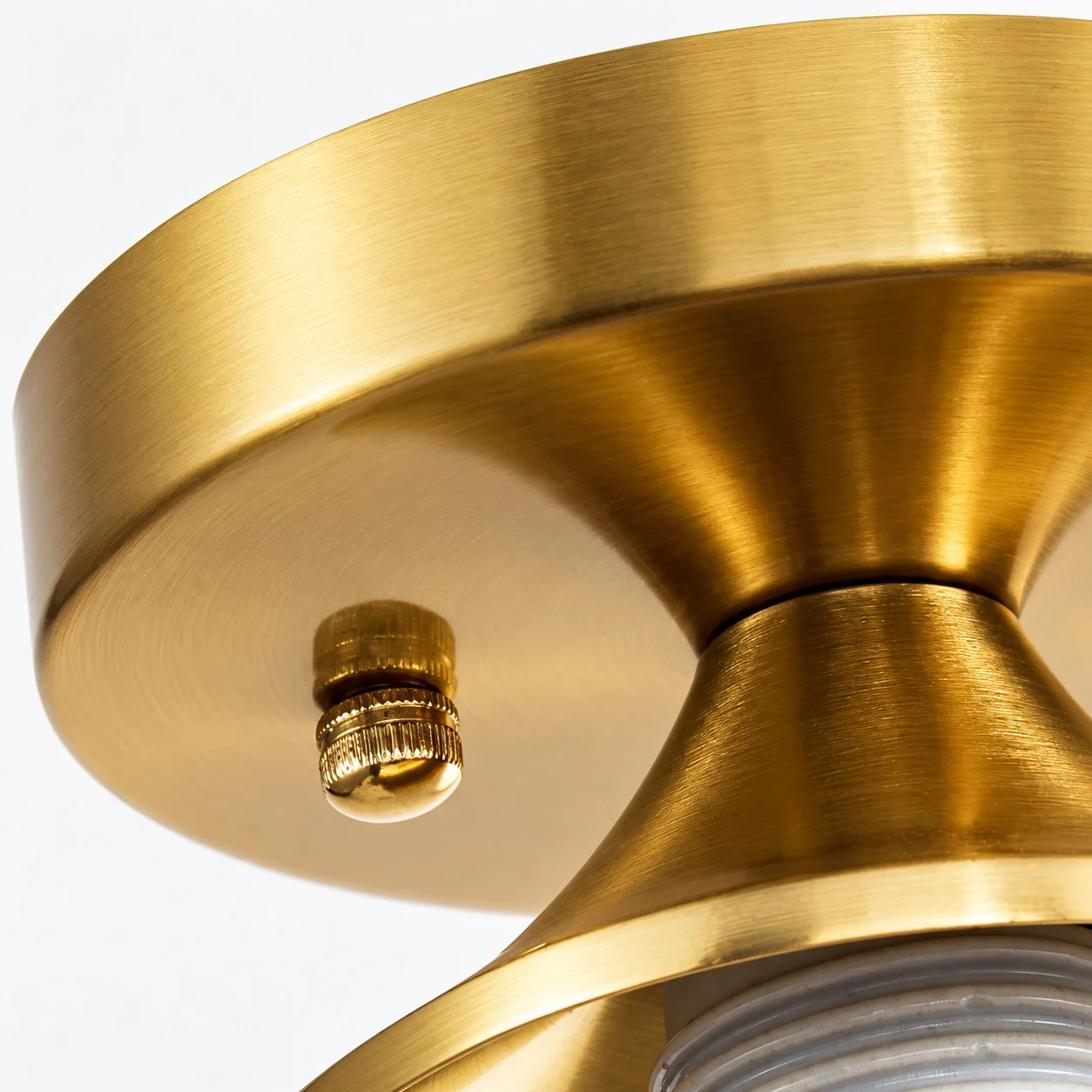 Brushed brass canopy and mounting detail