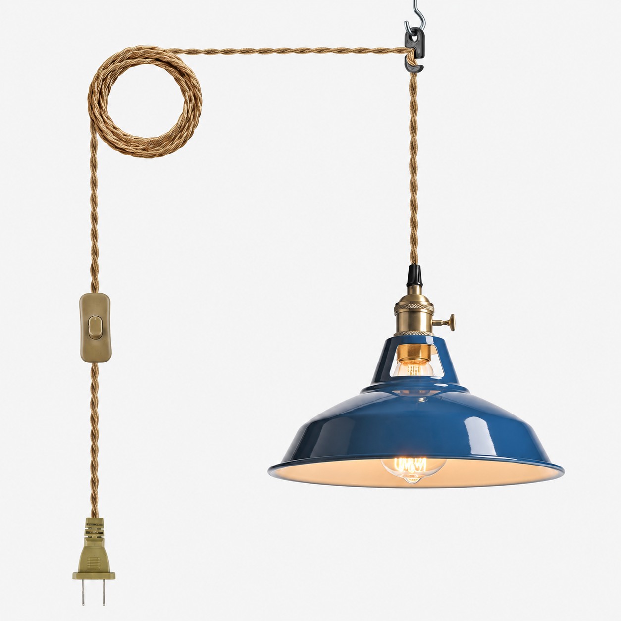 Dark Blue metal barn shade pendant light