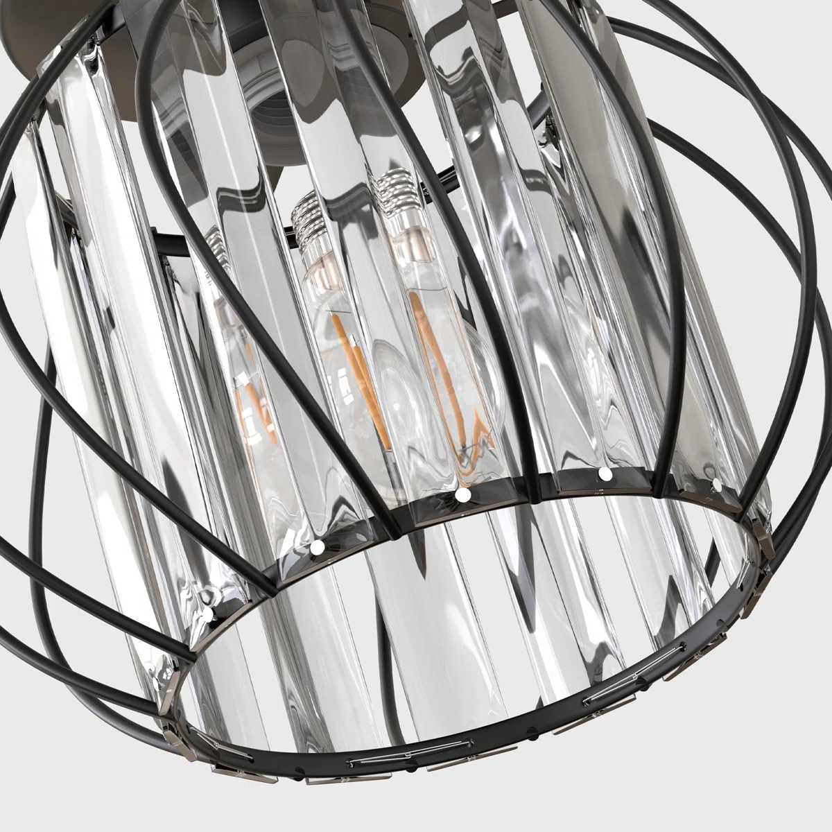 Panneaux de cristal à facettes à l'intérieur de la cage géométrique