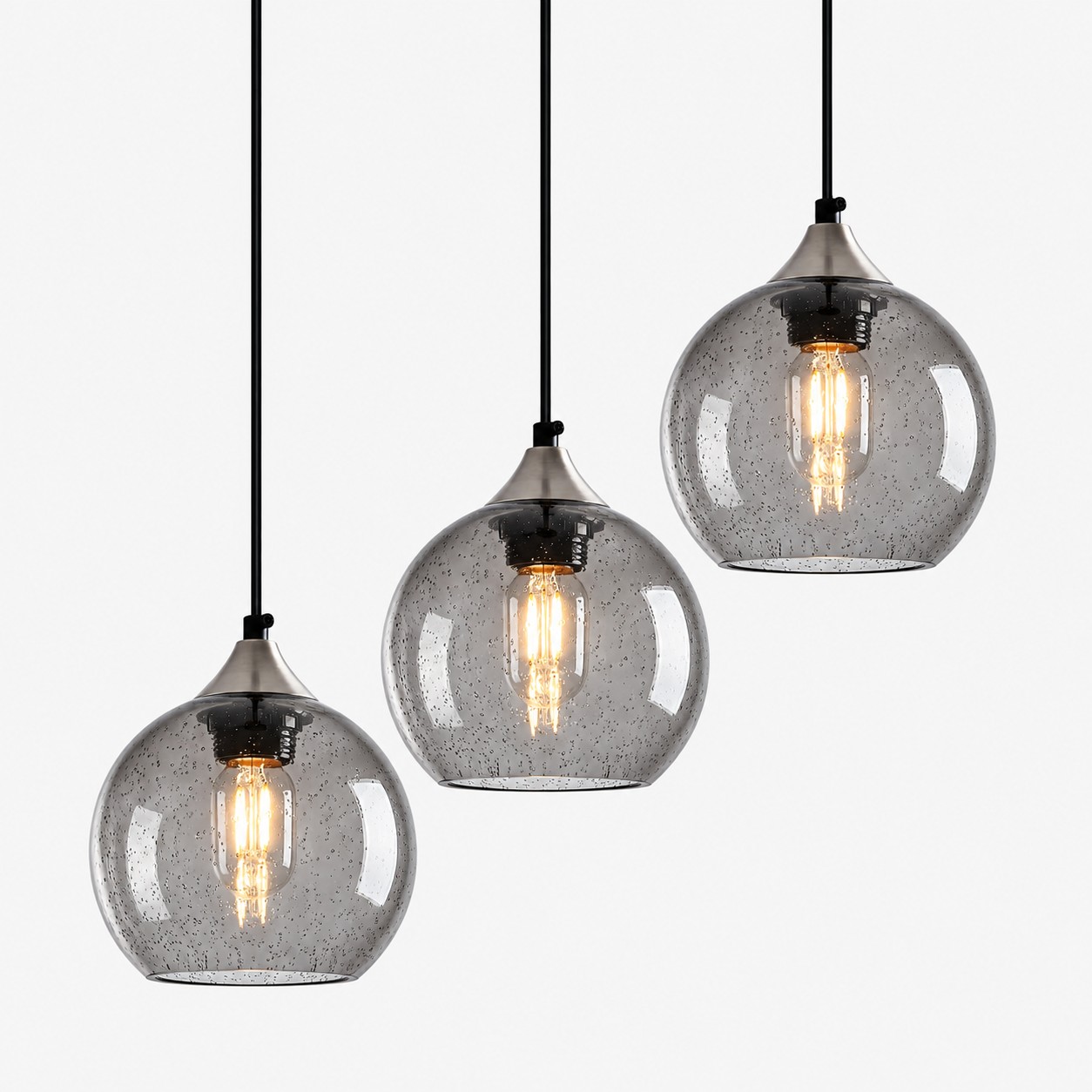 Gray bubble glass globe pendant