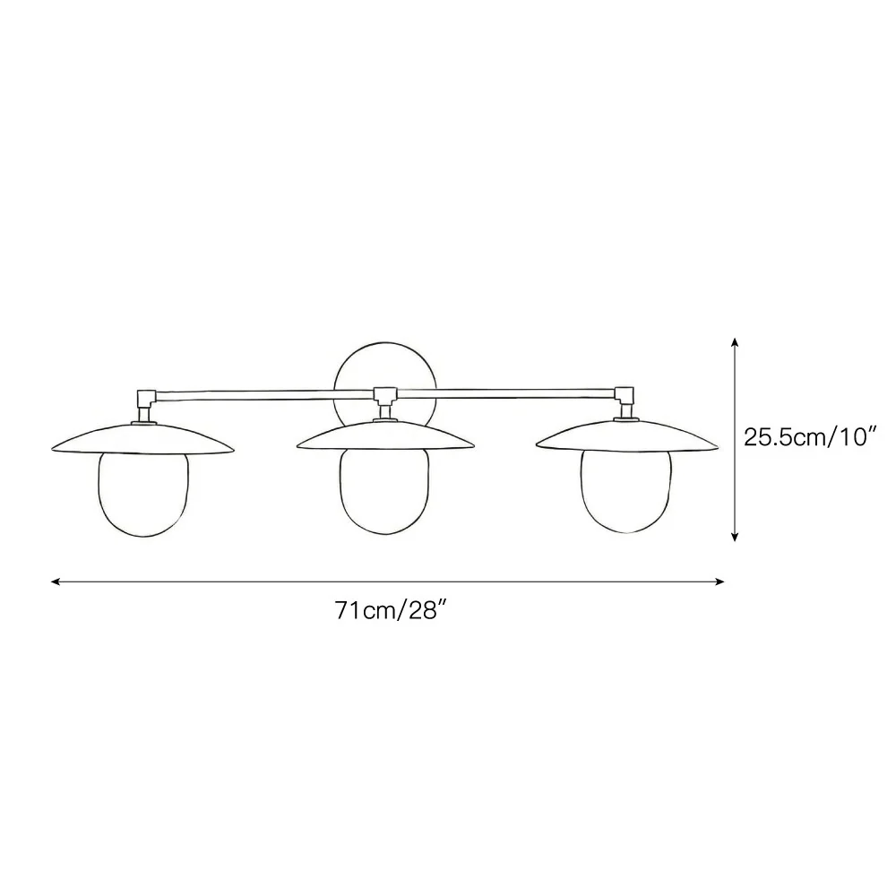 Dimensions de l'applique murale à trois têtes