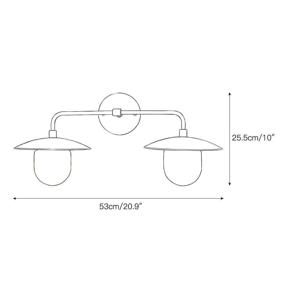 Dimensions de l'applique murale à deux têtes