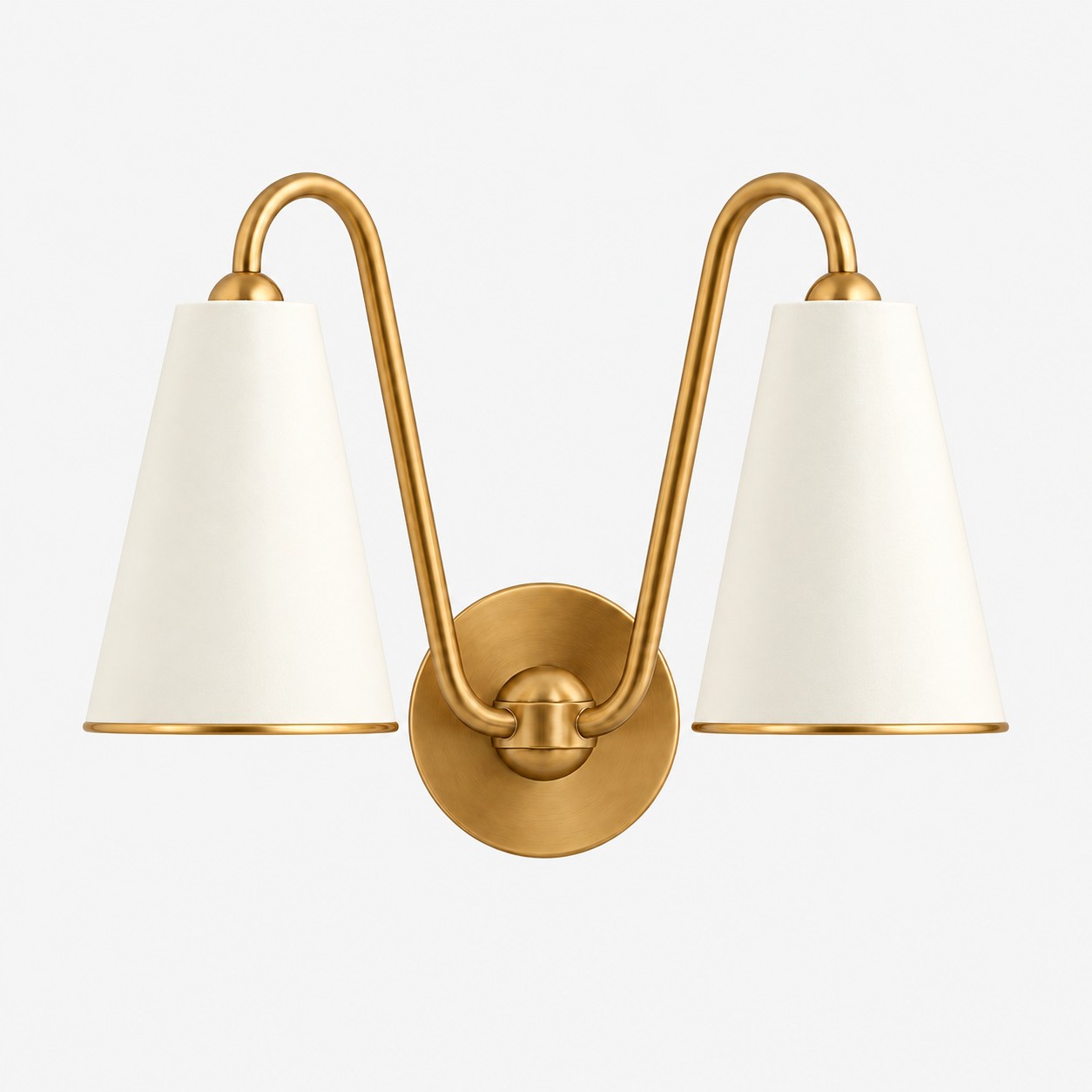 White metal double-cone wall sconce